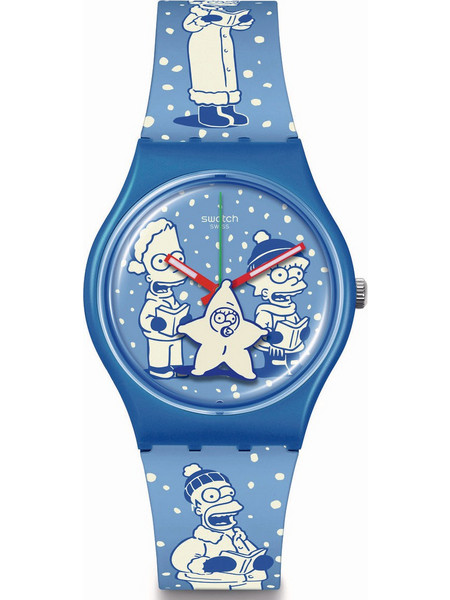 Swatch The Simpsons Γυναικείο Ρολόι με Μπλε Καουτσούκ Λουράκι SO28Z126