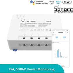 GloboStar(R) 80060 SONOFF POWR3 - Wi-Fi Smart High Power Switch - 25A/5500W