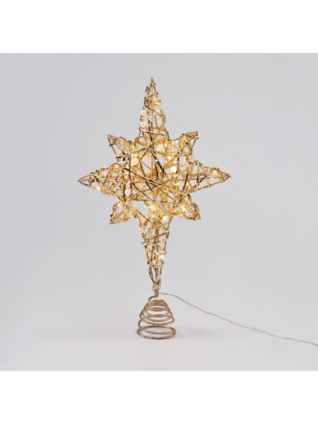 Λαμπάκια Gold White Bead Star 20 Mini WW LED Μπαταρίας 3ΧΑΑ IP20 37x5x20cm X11201129 ACA-X11201129-Χρυσό X11201129