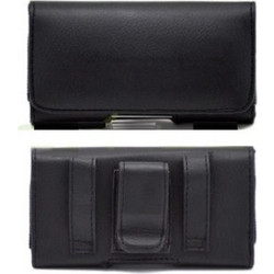 Universal μαύρη δερμάτινη θήκη Large belt case με clip ζώνης συμβατή με πολλά μοντέλα κινητών τηλεφώνων 5.6"