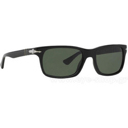 Persol PO3048S 95/31 Ανδρικά Γυαλιά Ηλίου Ορθογώνια Κοκάλινα Μαύρα με Μαύρο Polarized Φακό