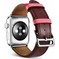 iCarer Λουράκι Δερμάτινο Rose / Coffee (Apple Watch 42 / 44 / 45mm)