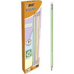 Bic HB.Μολύβι Γραφίτη Evolution Pastel Με Γόμα-4 Σχέδια-1Τμχ (518306)