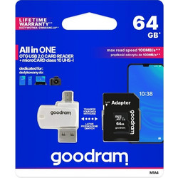 GoodRam M1A4 microSDXC 64GB Class 10 UHS-I + Adapter + Card Reader