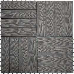 Πλακάκι για Δάπεδο Κήπου εξωτερικού χώρου Decking Tiles από WPC 30x30cm Γκρι με όψη 3D ξύλου