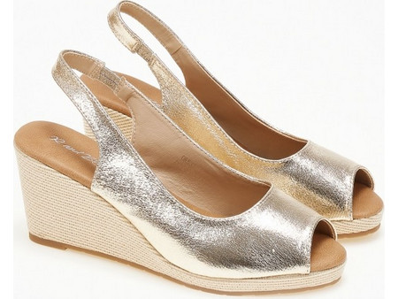 Πλατφόρμες peep toe με όψη σχοινιού στη σόλα - Χρυσό