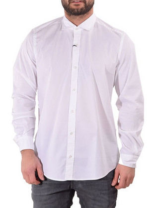 Senior Ανδρικό Πουκάμισο Βαμβακερό Μακρυμάνικο Slim Fit Λευκό SK06M2SH004-242E