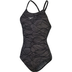 Speedo Allover Crossback Αθλητικό Γυναικείο Μαγιό Ολόσωμο Μαύρο Άσπρο 81284715189