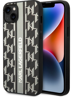 Karl Lagerfeld Monogram Stripe Back Cover Grey (iPhone 14 Plus)
