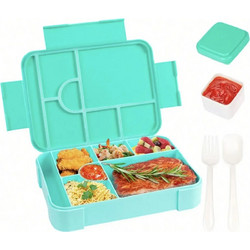 MagicBox Lunchbox με 7 Χωρίσματα Σαλτσιέρα & Κουτάλι/Πιρούνι Παιδικό Δοχείο Φαγητού Ocean Blue