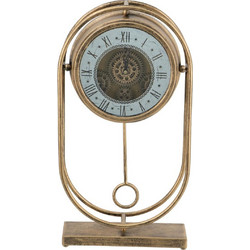 Artekko Clock Χρυσό Μεταλλικό Επιτραπέζιο Ρολόι με Καθρέφτη (27x8x51)cm 86842