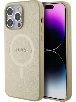Guess Saffiano Hard Case Back Cover Beige (iPhone 15 Pro Max)