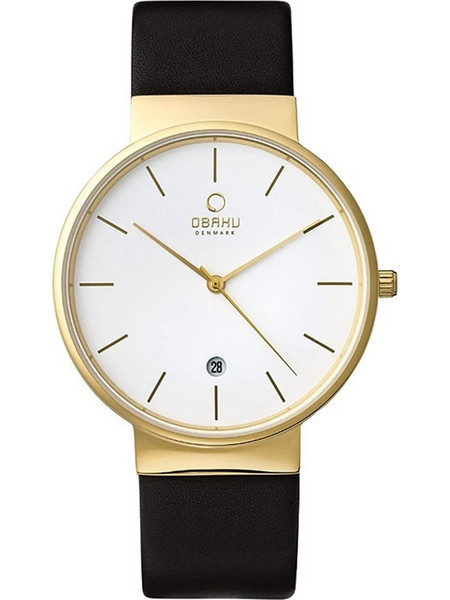 Obaku Ανδρικό Ρολόι με Μαύρο Δερμάτινο Λουράκι V153GDGWRB