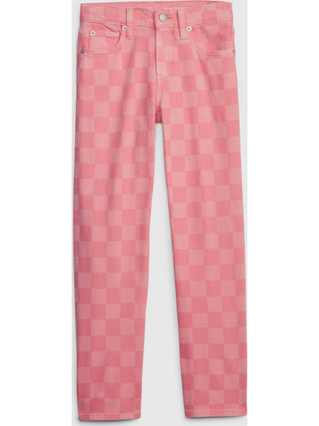 Ροζ Παιδικό High Rise Checkerboard '90s Loose Jean Παντελόνι με Washwell PINK CHECK