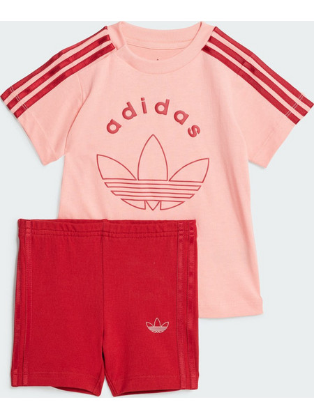 Adidas Βρεφικό Σετ για Κορίτσι Καλοκαιρινό Σομόν Κόκκινο IY9533