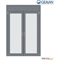 Δίφυλλη μπαλκονόπορτα 170x225 με σίτα και ρολό Gealan Linear Γκρι