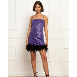 Twenty-29 Sequin Mini Φόρεμα για Γάμο / Βάπτιση με Παγιέτες Μωβ 8664
