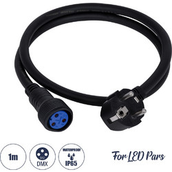 GloboStar(R) 51172 Καλώδιο Ρεύματος 3PIN DMX512 1 Μέτρο από Female XLR σε Male Πρίζα Schuko Τερματισμένο Αδιάβροχο IP65 Μ100cm - Μαύρο