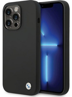 BMW Silicone Metal Logo Back Cover Black (iPhone 15 Pro Max)