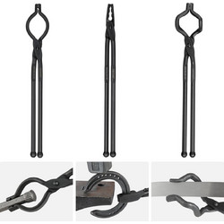 VEVOR Blacksmith Tongs, 18" 3 ΤΕΜ, V-Bit Bolt Tongs, Wolf Jaw Tongs και Z V-Bit Tongs, Carbon Steel Forge Tongs με ατσάλινα πριτσίνια, για αρχάριους και έμπειρους σιδηρουργούς, λεπίδες και τεχνίτες