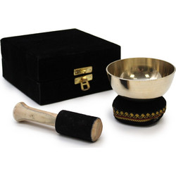 Gift Set Μπολ Διαλογισμού - Tibetan Singing Bowl Black 9cm