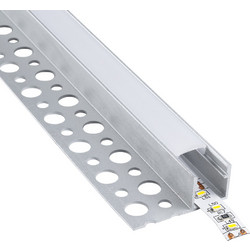 GLOBOSTAR(R) ALP-PLASTERIN GYPSO 70834-3M Χωνευτό Τερματικό Προφίλ Αλουμινίου Ειδικό για Γυψοσανίδα με Λευκό Γαλακτερό Πατητό Κάλυμμα για Ταινίες LED IP20 - Ασημί + Λευκό - Μ300 x Π3.3 x Υ1.5cm - Πακέ