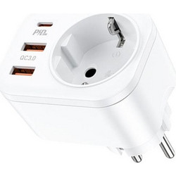 Earldom SC18 Αντάπτορας Πρίζας Με 2 θύρες USB-A (12W) & 1 θύρα USB-C (12W)