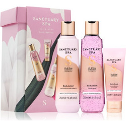 Sanctuary Spa Lily & Rose Shower Gel 250ml + Body Milk 250ml + Body Scrub 50ml