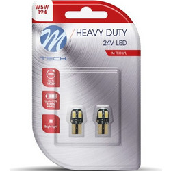 T10 W5W 24V W2.1x9.5d 4xSMD5630 LED CAN-BUS ΛΕΥΚΟ HEAVY DUTY BLISTER M-TECH - 2 Τεμ