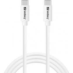 Καλώδιο Φόρτισης SANDBERG (336-52) USB-C σε USB-C - 65W, PD, QC, USB 2.0 - 1m - Λευκό 336-52