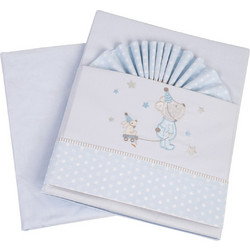 Kipper Flamingo Friends Σετ Βρεφικά Σεντόνια Κούνιας Βαμβακερά 120x180 Blue