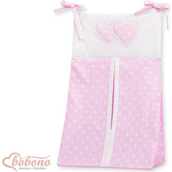 Diaper bag- Hanging Hearts white dots on pink