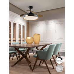 Schuller Heron 175197D Ανεμιστήρας Οροφής 106cm 35W με Φως & Τηλεχειριστήριο Μαύρος Χρυσός