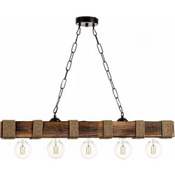 Heronia Lighting Κρεμαστό Φωτιστικό Οροφής με Σχοινί Τρίφωτο E27 Καφέ 31-1345