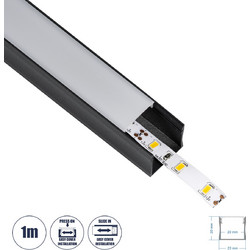 GloboStar(R) SURFACE-PROFILE 70869-1M Προφίλ Αλουμινίου - Βάση & Ψύκτρα Ταινίας LED με Λευκό Γαλακτερό Κάλυμμα - Επιφανειακή Χρήση - Πατητό Κάλυμμα - Μαύρο - 1 Μέτρο - Μ100 x Π2.3 x Υ2cm