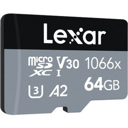 Lexar 1066x microSDXC 64GB Class 10 U3 V30 UHS-I A2 160MB/s + Adapter