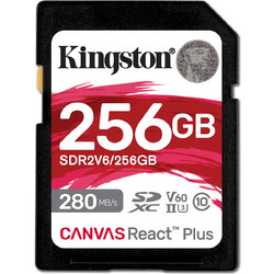 Kingston Canvas React Plus SDXC 256GB Class 10 U3 V60 UHS-II