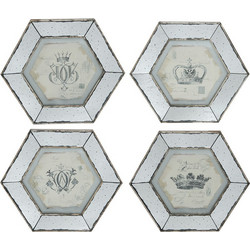 Artekko Crown Διακοσμητικά Κάδρα MDF Καθρέφτη Μπεζ (52.6x3.5x45.7)cm Σετ/4