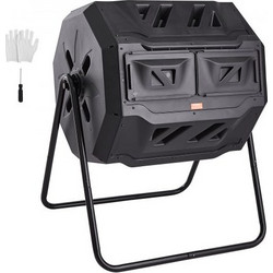 VEVOR Compost Bin, 162,8 L Dual Chamber Composting Tumbler, Large Tumbling Rotating Composter με 2 συρόμενες πόρτες και χαλύβδινο πλαίσιο, BPA Free Composter Bin Tumbler για κήπο, κουζίνα, αυλή, εξωτε