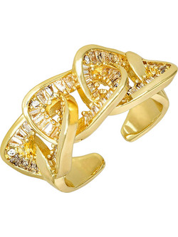 Ghetto CZ Cuban Shaped Ring Δαχτυλίδι Χρυσό