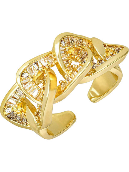 Ghetto CZ Cuban Shaped Ring Δαχτυλίδι Χρυσό
