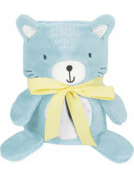 KikkaBoo 3D Cat Κουβέρτα Αγκαλιάς Fleece με Λούτρινο 75x100 Γαλάζια