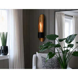 Cycloflame μεταλλικό επιτοίχιο τζάκι σε χρυσή απόχρωση με εστία φωτιάς 17x18x81 εκ