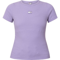 Tommy Hilfiger SLIM BADGE RIB TEE Λιλά