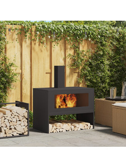 vidaXL 858936 Χάλυβας Ξυλόσομπες Black