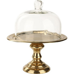 Τουρτιέρα Με Πόδι & Καπάκι Briller 025996 23x23x27cm Gold-Clear Αλουμίνιο,Γυαλί