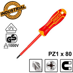 Κατσαβίδι Ηλεκτρολόγου Σταυρού PZ1x80mm Ingco HISD81PZ180