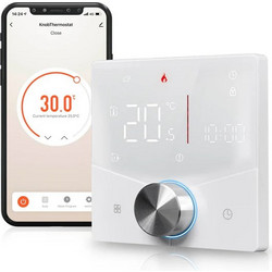 MOES WHT-009 Smart WiFi Θερμοστάτης με Περιστροφικό Διακόπτη για Φυσ. Αέριο ή Πετρέλαιο (Λευκό)