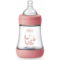 Chicco Perfect 5 Πλαστικό Μπιμπερό με Θηλή Σιλικόνης κατά των Κολικών 0m+ Pink 150ml