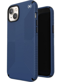 Speck Presidio2 Grip - Case for iPhone 15 Plus / 14 Plus with MICROBAN coating (Coastal Blue / Black / White) - (150116-9974)